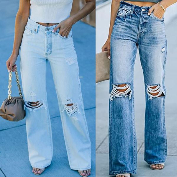 women's jeans pants tangada high waist streetwear temperament washed hole pocket wide leg casual vintage clothes trousers, Blue
women's jeans pants tangada high waist streetwear temperament washed hole pocket wide leg casual vintage clothes trousers, Blue
