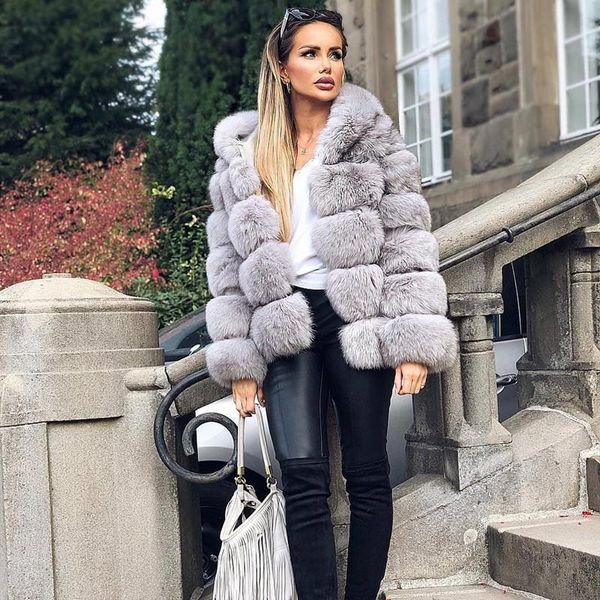 women's fur & faux brand winter true natural coat thick silver female jacket warm hoodie, Black
women's fur & faux brand winter true natural coat thick silver female jacket warm hoodie, Black