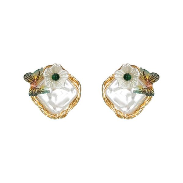 stud baroque flat pearl gold knitting wreath earrings for women wedding party flower butterfly luxury fine jewellery, Golden;silver
stud baroque flat pearl gold knitting wreath earrings for women wedding party flower butterfly luxury fine jewellery, Golden;silver