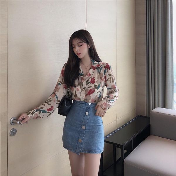 women's blouses & shirts women chic long sleeve retro single breasted printed womens chiffon temperament loose ladies soft casual thin, White
women's blouses & shirts women chic long sleeve retro single breasted printed womens chiffon temperament loose ladies soft casual thin, White
