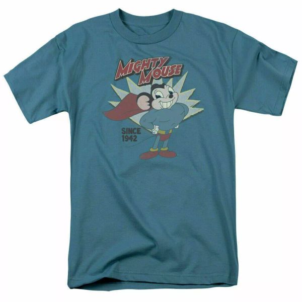mighty mouse 1942 t shirt mens licensed cartoon merchandise slate, White;black