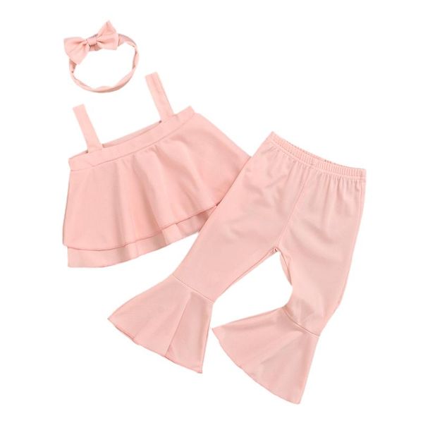 pieces kids children casual fashion suit girls solid ruffle sling crop flared pants+hairband for summer girl 1-6 years clothing sets, White
pieces kids children casual fashion suit girls solid ruffle sling crop flared pants+hairband for summer girl 1-6 years clothing sets, White