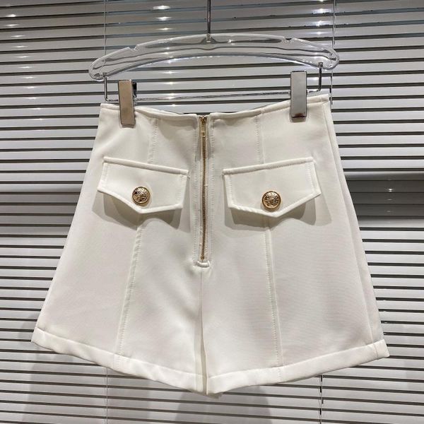 women vintage straight suit shorts solid color high waist temperament gold button fashion spring summer 11b641 210525, White;black
women vintage straight suit shorts solid color high waist temperament gold button fashion spring summer 11b641 210525, White;black