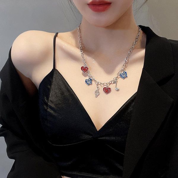 chains super fairy temperament butterfly heart colorful notes love chain necklace design feeling net red with clavicle gift, Silver
chains super fairy temperament butterfly heart colorful notes love chain necklace design feeling net red with clavicle gift, Silver