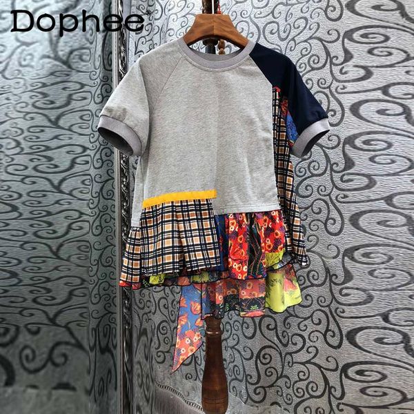 women's t-shirt streetwear fashion for women 2021 summer printing color contrast plaid irregular crew neck short sleeve tshirts top, White
women's t-shirt streetwear fashion for women 2021 summer printing color contrast plaid irregular crew neck short sleeve tshirts top, White
