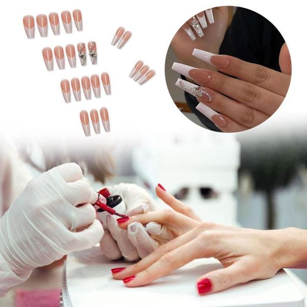 false nails 2021 butterfly rhinestone ballerina wearable long coffin fake full cover nail tips with glue, Red;gold
false nails 2021 butterfly rhinestone ballerina wearable long coffin fake full cover nail tips with glue, Red;gold