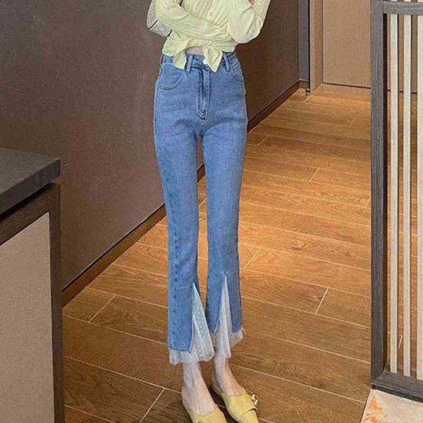 korean fashion gauze mesh spliced slim jeans woamn high waist denim pants women spring summer ankle-length pants trousers 210514, Blue
korean fashion gauze mesh spliced slim jeans woamn high waist denim pants women spring summer ankle-length pants trousers 210514, Blue