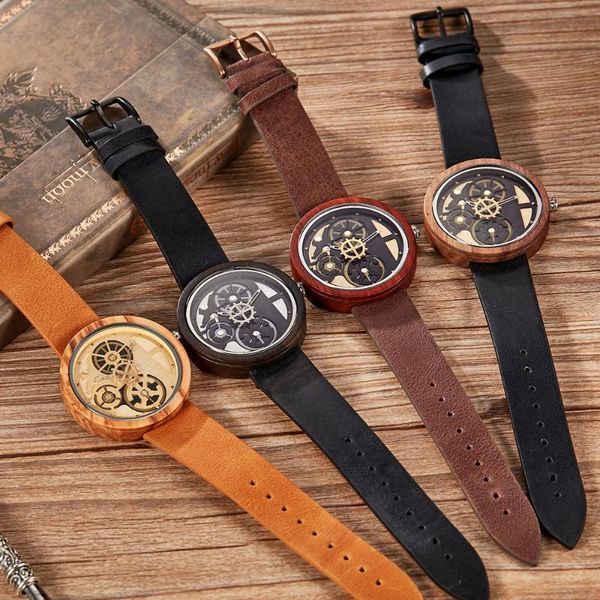 wristwatches unique relogio masculino gear wheel wood watch leather band men quartz movement calendar, Slivery;brown
wristwatches unique relogio masculino gear wheel wood watch leather band men quartz movement calendar, Slivery;brown