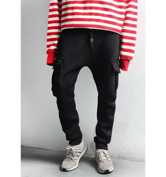 men's pants youth casual small foot slim rubber strapping pocket overalls, Black
men's pants youth casual small foot slim rubber strapping pocket overalls, Black