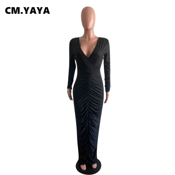 cm.yaya autumn winter stacked women ruched long sleeve v-neck midi maxi dress boycon club party night pencil long dresses, Black;gray 
cm.yaya autumn winter stacked women ruched long sleeve v-neck midi maxi dress boycon club party night pencil long dresses, Black;gray