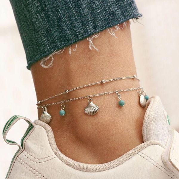 anklets cute sea shell bracelets charm double layer silver color anklet chain leg bracelet for women beach accessories, Red;blue
anklets cute sea shell bracelets charm double layer silver color anklet chain leg bracelet for women beach accessories, Red;blue
