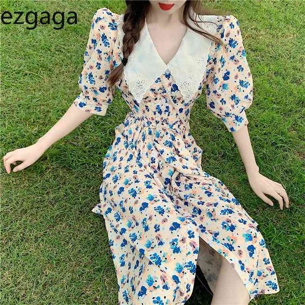 ezgaga elegant dress women french style peter pan collar floral printed short sleeve fashion high waist korean dresses vestidos 210430, Black;gray
ezgaga elegant dress women french style peter pan collar floral printed short sleeve fashion high waist korean dresses vestidos 210430, Black;gray