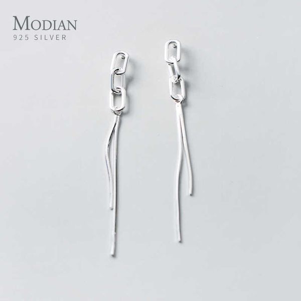fashion minimalist geometic chain tassel line 925 sterling silver drop earring for women fine jewelry 210707