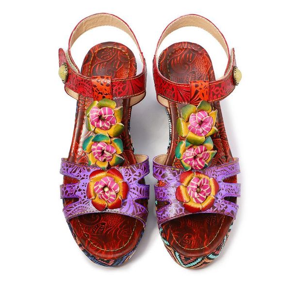 sandals vintage splicing genuine leather printed women for shoes buckle strap open toed 5cm wedges high heels flower, Black
sandals vintage splicing genuine leather printed women for shoes buckle strap open toed 5cm wedges high heels flower, Black