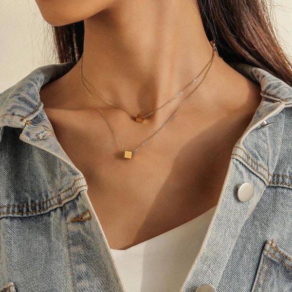 pendant necklaces 2021 fashion titanium steel necklace geometric cube lettering love party jewelry simple trend clavicle chain, Silver
pendant necklaces 2021 fashion titanium steel necklace geometric cube lettering love party jewelry simple trend clavicle chain, Silver