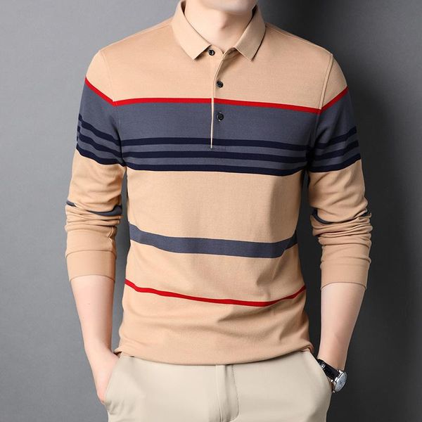 men's polos t shirt fashion long sleeve cotton blend casual clothes striped, White;black
men's polos t shirt fashion long sleeve cotton blend casual clothes striped, White;black
