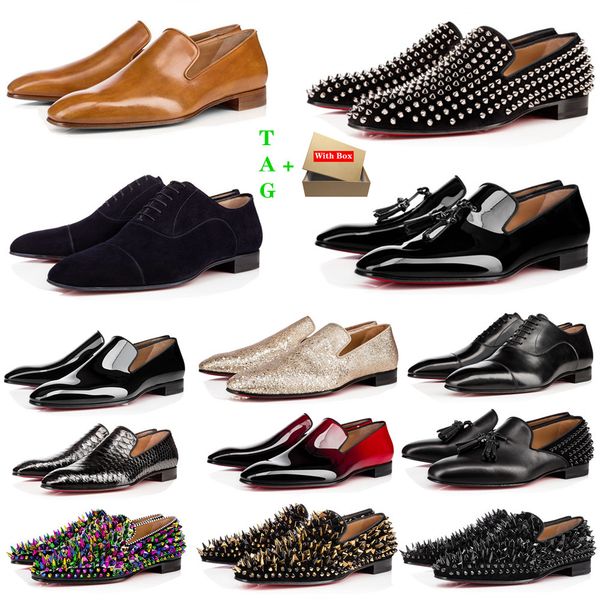 mens red bottom shoes designers low flat rivets embroidery man business banquet dress shoe luxurys patent suede stylist spikes genuine leath, Black
mens red bottom shoes designers low flat rivets embroidery man business banquet dress shoe luxurys patent suede stylist spikes genuine leath, Black