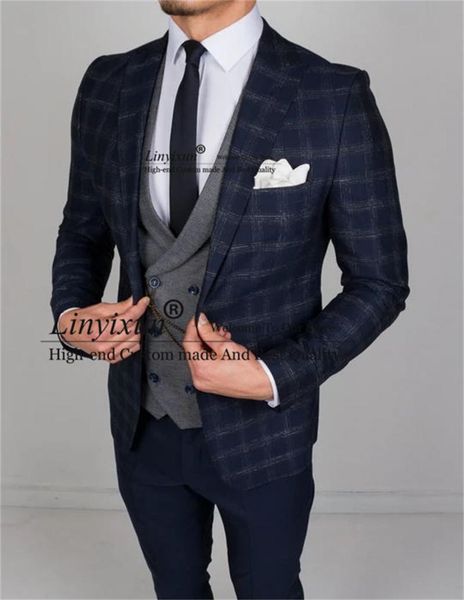 men's suits & blazers navy blue houndstooth plaid mens suit 3 pieces jacket vest pants set groom wedding tuxedos slim business male din, White;black
men's suits & blazers navy blue houndstooth plaid mens suit 3 pieces jacket vest pants set groom wedding tuxedos slim business male din, White;black