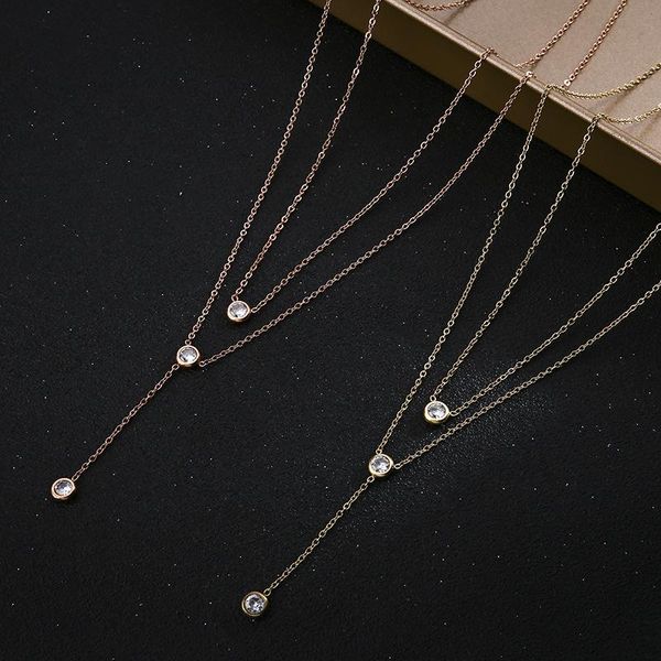 pendant necklaces fashion stainless steel zircon necklace for women double layered crystal charm trendy gold clavicle jewelry, Silver
pendant necklaces fashion stainless steel zircon necklace for women double layered crystal charm trendy gold clavicle jewelry, Silver