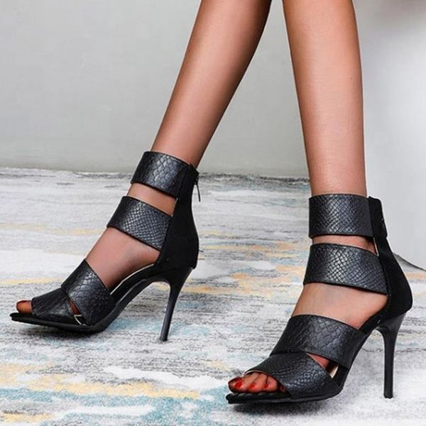 arrivals back zip snake print hollow out design round peep toe women sandals summer thin heel boots lady shoes big size 43, Black
arrivals back zip snake print hollow out design round peep toe women sandals summer thin heel boots lady shoes big size 43, Black