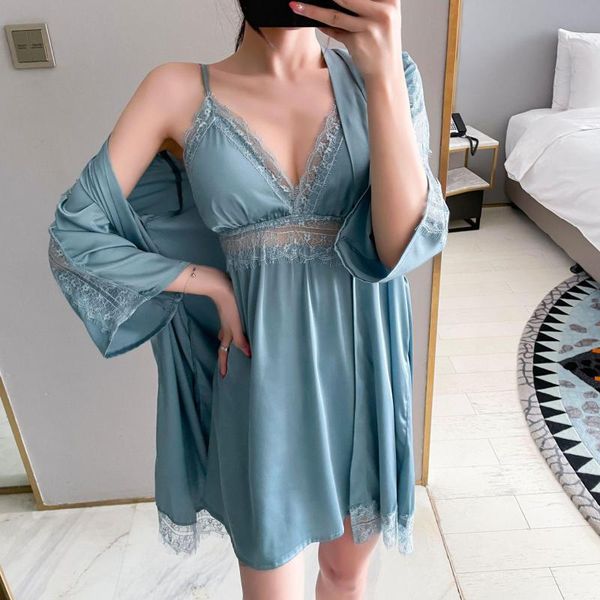 women's sleepwear robe set satin women lingerie lace patchwork nightgown kimono bathrobe gown 2021 bridal wedding gift, Black;red
women's sleepwear robe set satin women lingerie lace patchwork nightgown kimono bathrobe gown 2021 bridal wedding gift, Black;red