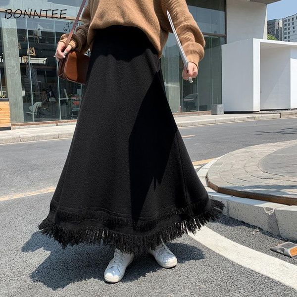 skirts women solid elegant knitting classic chic tassel mid-calf design loose temperament korean style soft charm autumn, Black
skirts women solid elegant knitting classic chic tassel mid-calf design loose temperament korean style soft charm autumn, Black