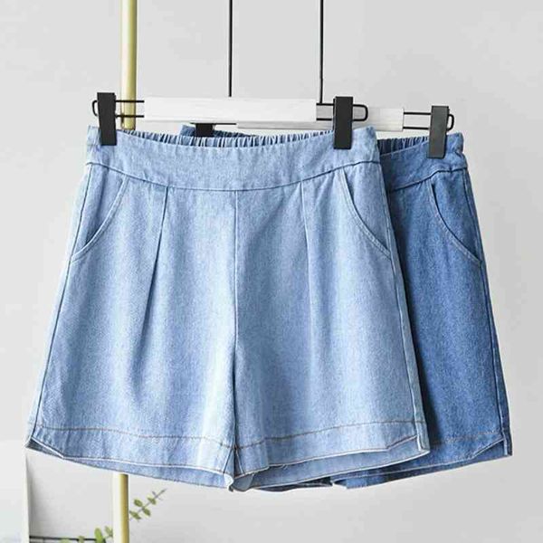 denim shorts women's white short jeans khaki wide leg elastic waist vintage high summer 210603, White;black
denim shorts women's white short jeans khaki wide leg elastic waist vintage high summer 210603, White;black
