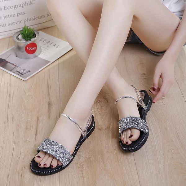 sandals summer dress women's sequins slippers flat flip-flops casual slingbacks, Black
sandals summer dress women's sequins slippers flat flip-flops casual slingbacks, Black
