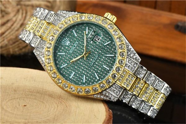 2021 mens watch shinning diamond iced out gold watches sliver fashion stainless steel men quartz movement montre gift party wristwatch clock, Slivery;brown
2021 mens watch shinning diamond iced out gold watches sliver fashion stainless steel men quartz movement montre gift party wristwatch clock, Slivery;brown
