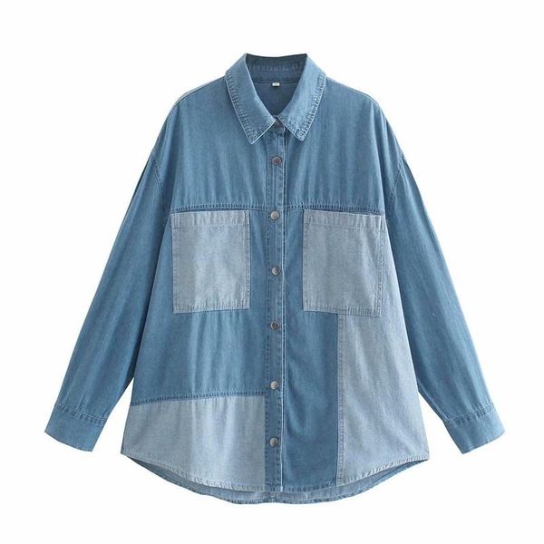 women's jackets women 2022 fashion stitching denim shirt jacket retro long sleeve pocket hem asymmetric coats streetwear, Black;brown
women's jackets women 2022 fashion stitching denim shirt jacket retro long sleeve pocket hem asymmetric coats streetwear, Black;brown
