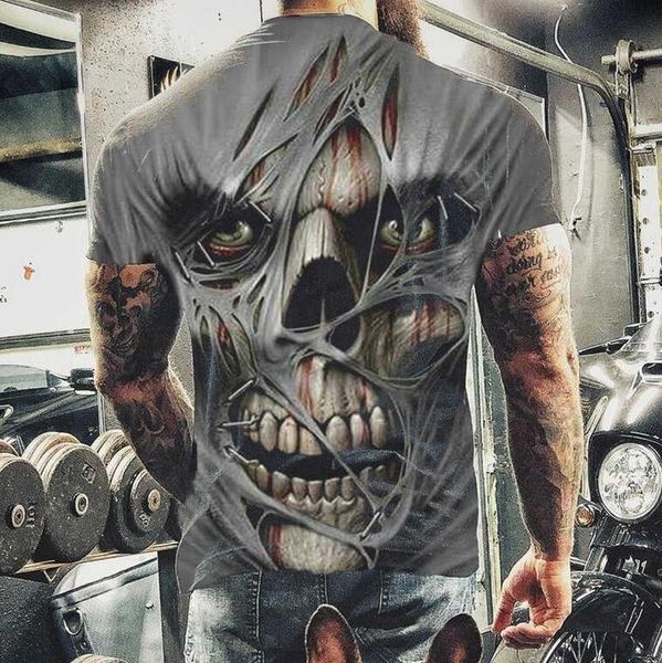 men's t-shirts 2021 summer handsome t-shirt 3d skull pattern print fashion short-sleeved hip-hop o-neck, White;black 
men's t-shirts 2021 summer handsome t-shirt 3d skull pattern print fashion short-sleeved hip-hop o-neck, White;black