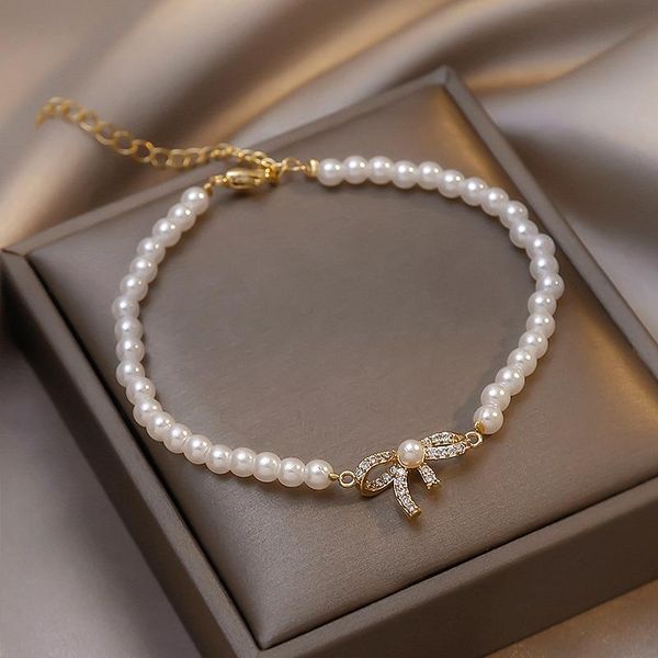 beaded, strands trendy fine baroque bowknot pearl crystal charming bracelet for women beaded chain jewelry zircon wedding p, Black
beaded, strands trendy fine baroque bowknot pearl crystal charming bracelet for women beaded chain jewelry zircon wedding p, Black