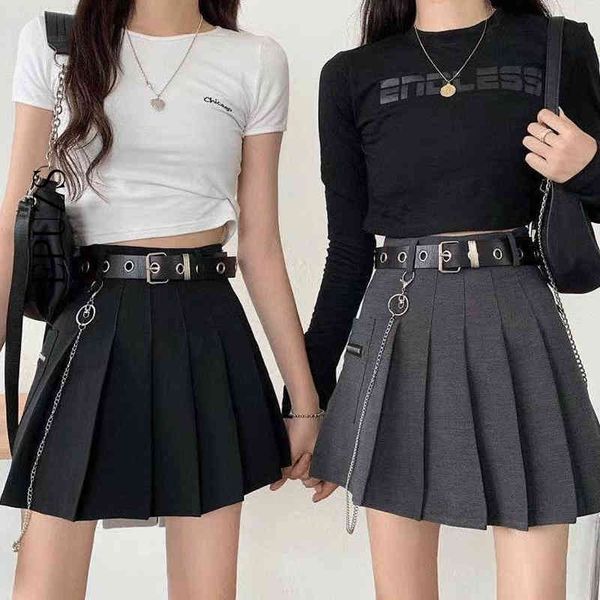 with chain belt pleated skirts womens high waist mini skirt girl sweet skirt womens summer skirt 210430, Black
with chain belt pleated skirts womens high waist mini skirt girl sweet skirt womens summer skirt 210430, Black