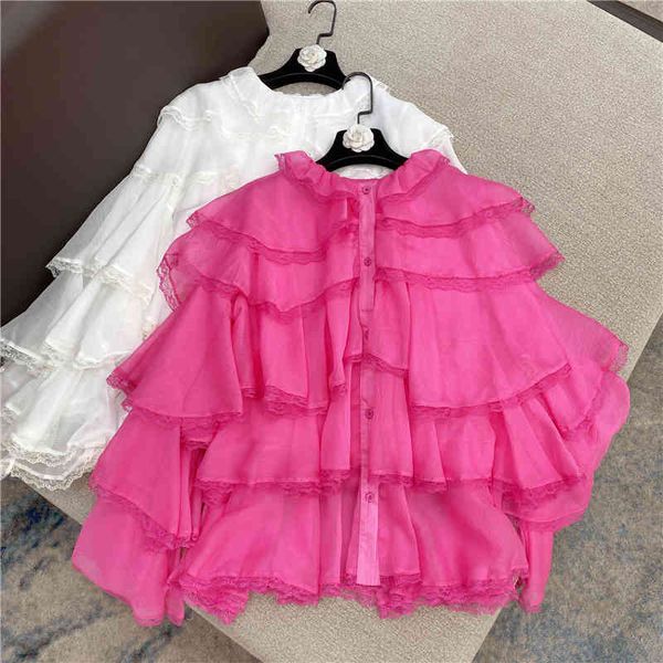 spring arrivals solid color long sleeve round collar slim cake mesh fashion women chiffon short mz934 210525, White
spring arrivals solid color long sleeve round collar slim cake mesh fashion women chiffon short mz934 210525, White