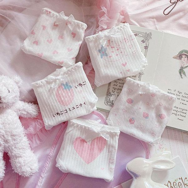 women's panties japanese cute lolita student shorts love strawberry girl heart pure cotton mid-waist briefs 5 pack, Black;pink
women's panties japanese cute lolita student shorts love strawberry girl heart pure cotton mid-waist briefs 5 pack, Black;pink