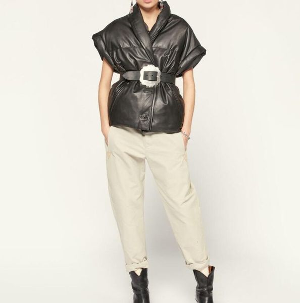 2021 autumn and winter wear women's vest short coat leather all-match jacket 4fvq, Black;white
2021 autumn and winter wear women's vest short coat leather all-match jacket 4fvq, Black;white