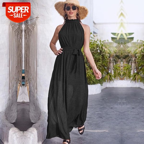 2021 new spring summer women's bohemian long halter dot print dress ladies half turtleneck sleeveless elegant holiday dress #xb48, White;black
2021 new spring summer women's bohemian long halter dot print dress ladies half turtleneck sleeveless elegant holiday dress #xb48, White;black
