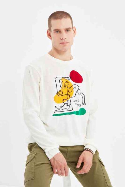 trendyol men 's regular fit cycling neck front body jacquard sweater tmnaw22kz1278, White;black
trendyol men 's regular fit cycling neck front body jacquard sweater tmnaw22kz1278, White;black