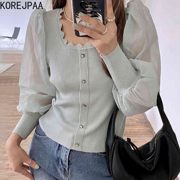 women sweater summer korean chic temperament wavy side square collar slimming mesh stitching puff sleeve pullover 210514, White;black
women sweater summer korean chic temperament wavy side square collar slimming mesh stitching puff sleeve pullover 210514, White;black