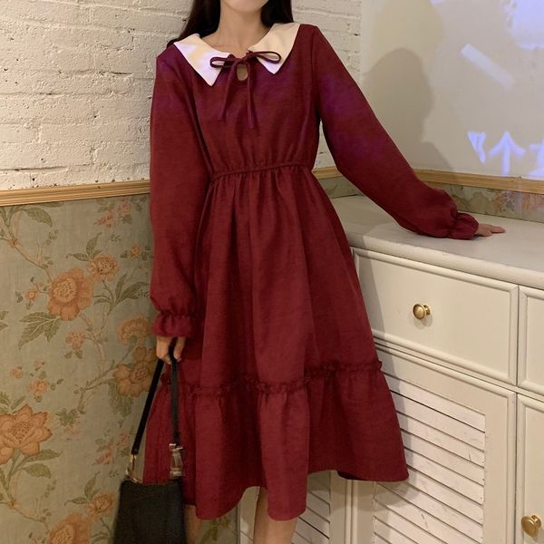 ezgaga french style women long dress vintage lace up elegant slim waist a line party chic lovely dresses vestidos autumn fashion 210430, Black;gray
ezgaga french style women long dress vintage lace up elegant slim waist a line party chic lovely dresses vestidos autumn fashion 210430, Black;gray