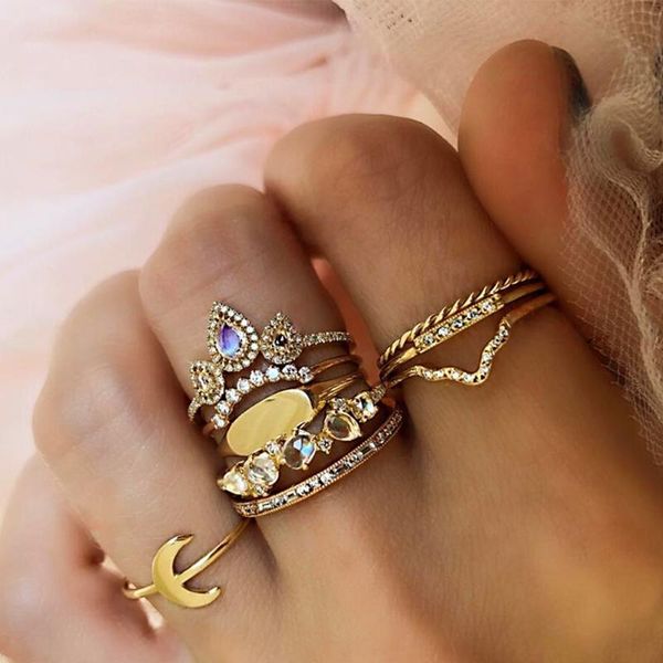 wedding rings 9 pcs/set women's fashion exquisite moon crystal v geometry gold ring set bohemian vintage jewelry accessories, Slivery;golden
wedding rings 9 pcs/set women's fashion exquisite moon crystal v geometry gold ring set bohemian vintage jewelry accessories, Slivery;golden