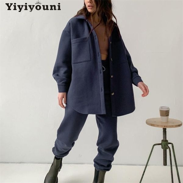 yiyiyouni single breasted flocking winter jacket and pants two piece sets women oversize warm coats female fleece pants 211126, White
yiyiyouni single breasted flocking winter jacket and pants two piece sets women oversize warm coats female fleece pants 211126, White