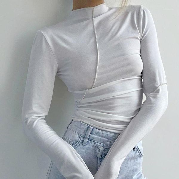 women's t-shirt women slim basic t-shirts casual long sleeve solid color mock neck base shirts female ladies autumn spring clothing, White
women's t-shirt women slim basic t-shirts casual long sleeve solid color mock neck base shirts female ladies autumn spring clothing, White