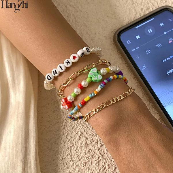 link, chain hangzhi 2021 5 pcs/set butterfly letter soft pottery pearl resin beads stacking wristlets for women girls bracelets jewelry, Black
link, chain hangzhi 2021 5 pcs/set butterfly letter soft pottery pearl resin beads stacking wristlets for women girls bracelets jewelry, Black