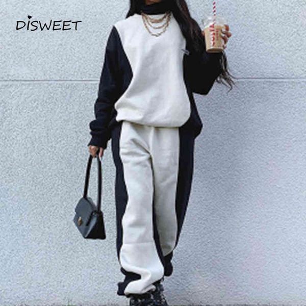 pant black white stitching o-neck 2-piece woman winter warm long-sleeved loose ladies trousers elastic waist slim suit women
pant black white stitching o-neck 2-piece woman winter warm long-sleeved loose ladies trousers elastic waist slim suit women