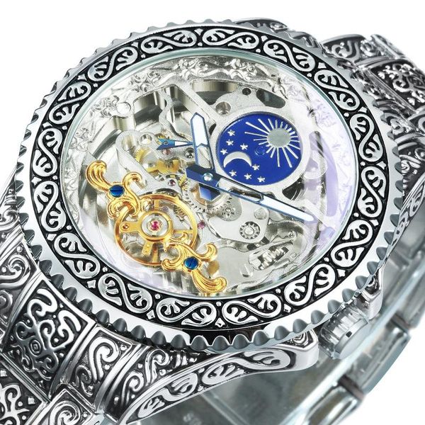 wristwatches forsining tourbillon watch for men mechanical skeleton mens watches engraving moon phase steel strap clock, Slivery;brown
wristwatches forsining tourbillon watch for men mechanical skeleton mens watches engraving moon phase steel strap clock, Slivery;brown