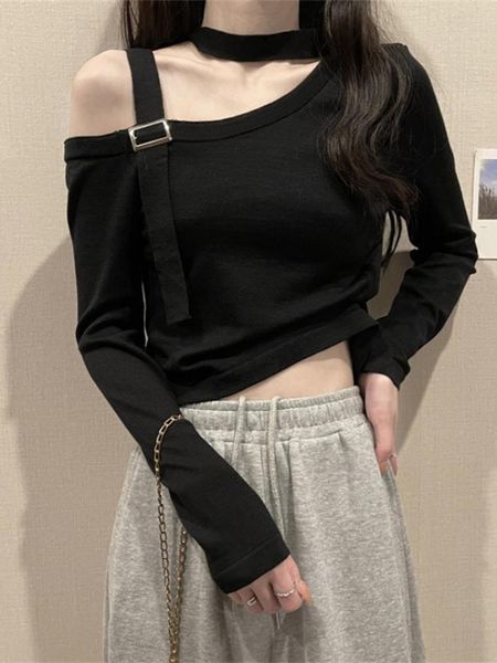 women's t-shirt niche chic early autumn 2021 fashion design sense off shoulder hanging neck slim long sleeve knitted top, White
women's t-shirt niche chic early autumn 2021 fashion design sense off shoulder hanging neck slim long sleeve knitted top, White