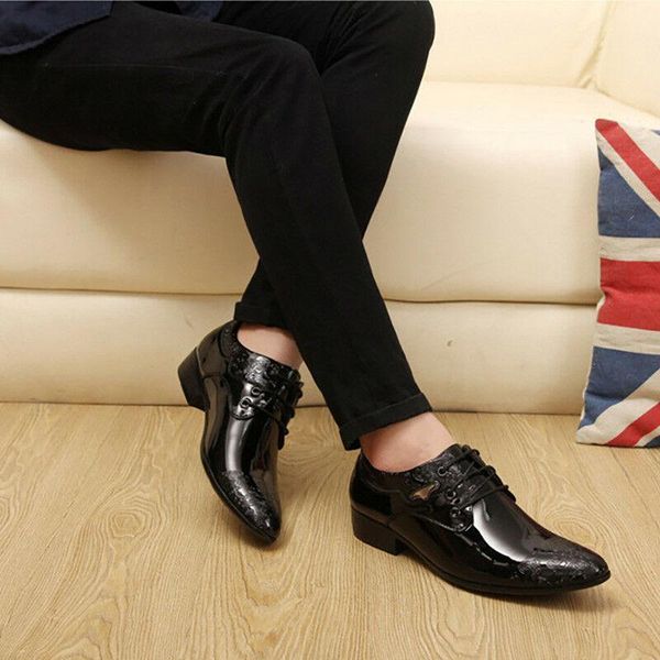 dress shoes men's leather pointy toe carved business formal wedding lace up, Black
dress shoes men's leather pointy toe carved business formal wedding lace up, Black