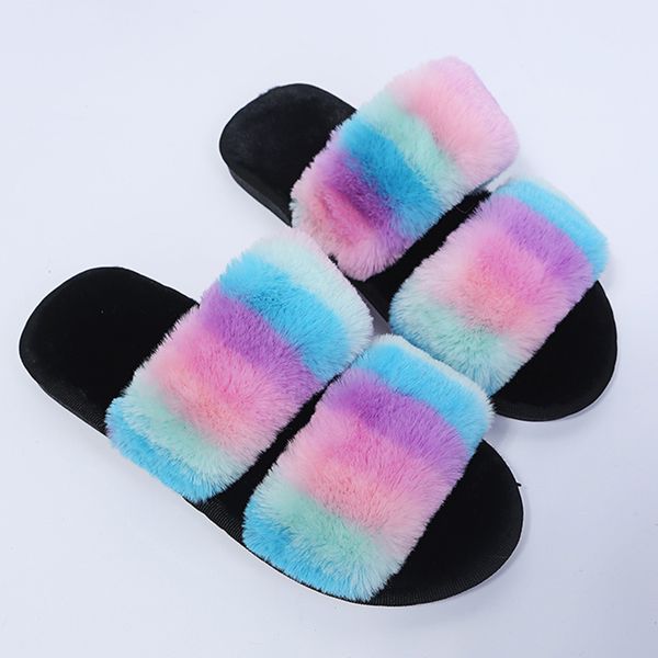 women home fashion neon color striped fur slippers bedroom faux warm psh indoor ladi matching ffy, Black
women home fashion neon color striped fur slippers bedroom faux warm psh indoor ladi matching ffy, Black