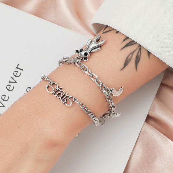 cute stars letter moon bear pendants bracelets for women female double-layer silver color chain bangles bracelet jewelry link,, Black
cute stars letter moon bear pendants bracelets for women female double-layer silver color chain bangles bracelet jewelry link,, Black